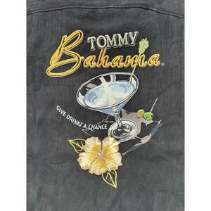 #A045 Tommy Bahama Mens Medium NWT 100% Silk Camp Shirt Give Drinks a Chance